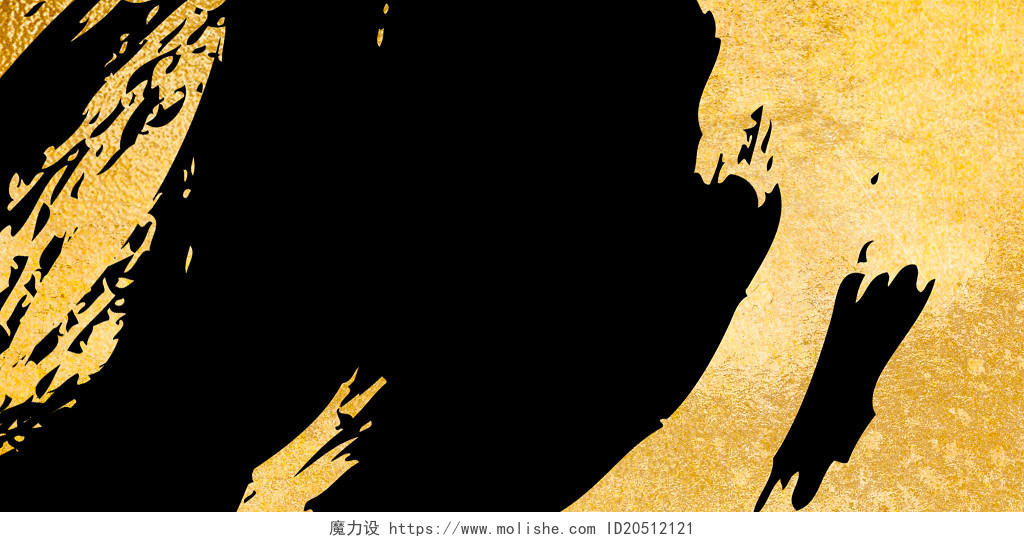 金色复古中国风墨迹笔刷书法展板背景
